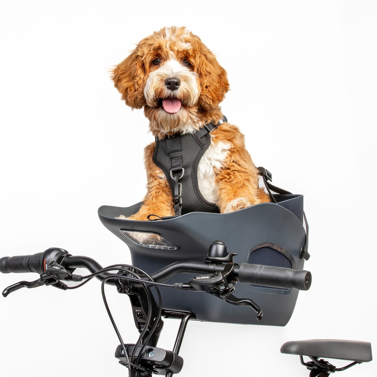 Kvisp hondenfietsmand met harnas m midnight gray