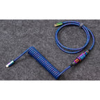 Keychron Premium Coiled Aviator Cable Rainbow Plated Blue