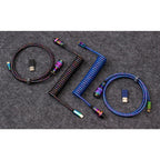 Keychron Premium Coiled Aviator Cable Rainbow Plated Blue
