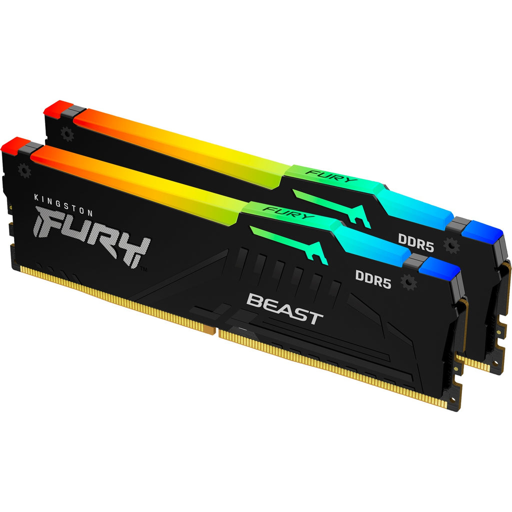 Kingston fury 32 gb ddr5-5200 kit werkgeheugen (zwart, kf552c40bbak2-32, beast rgb, xmp)