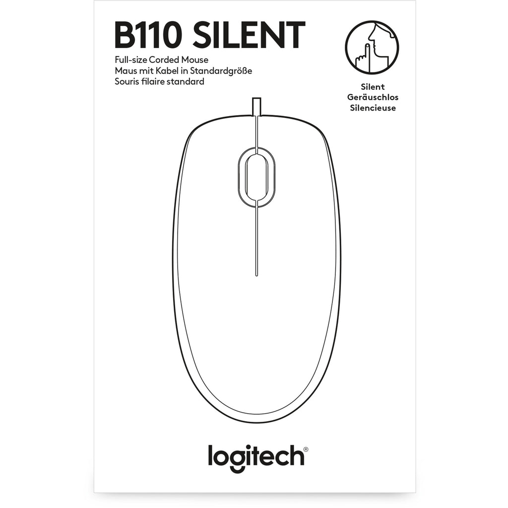 Logitech b110 silent muis (zwart, 1000 dpi)