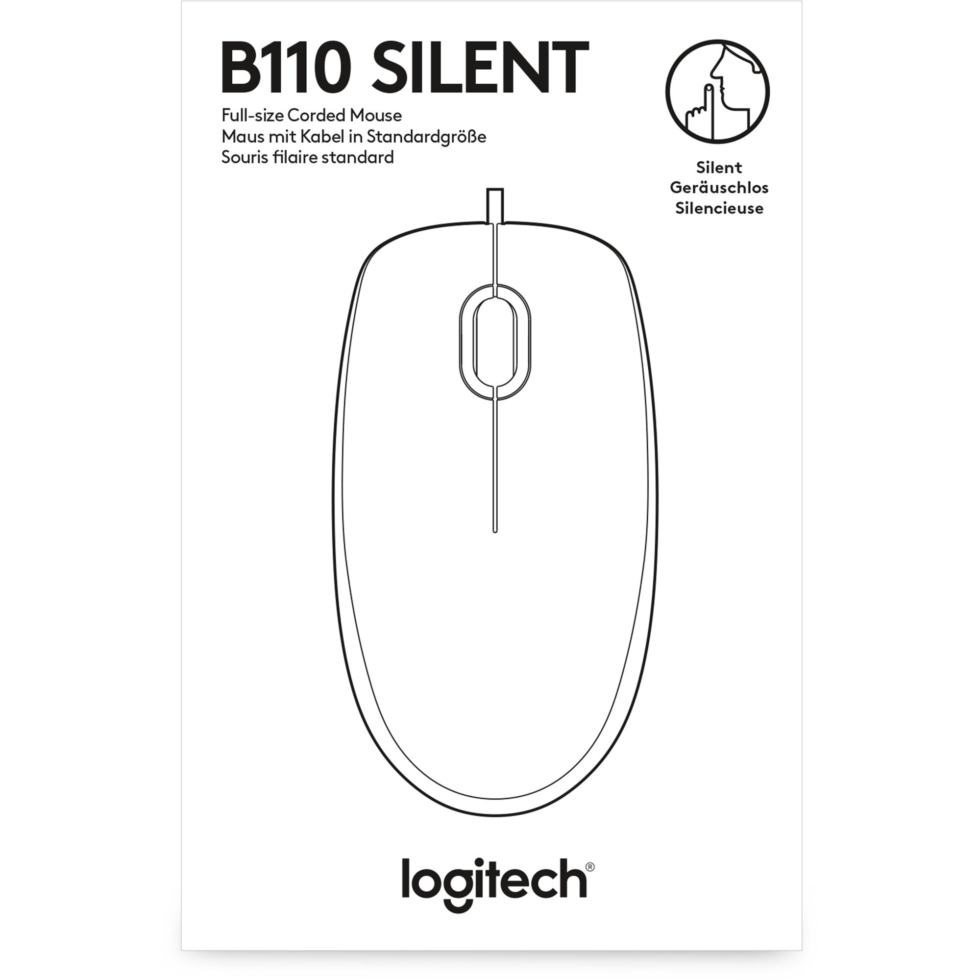 Logitech b110 silent muis (zwart, 1000 dpi)