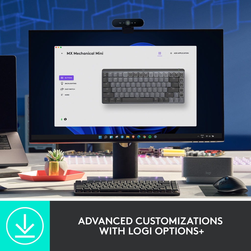 Logitech mx mechanical mini, toetsenbord (zwart grijs, us-international, gl tactile, bluetooth low energy)