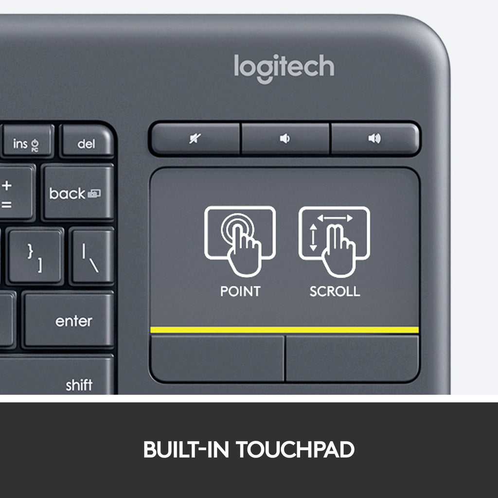 Logitech wireless touch keyboard k400 plus, toetsenbord (antraciet, eu lay-out (qwerty))