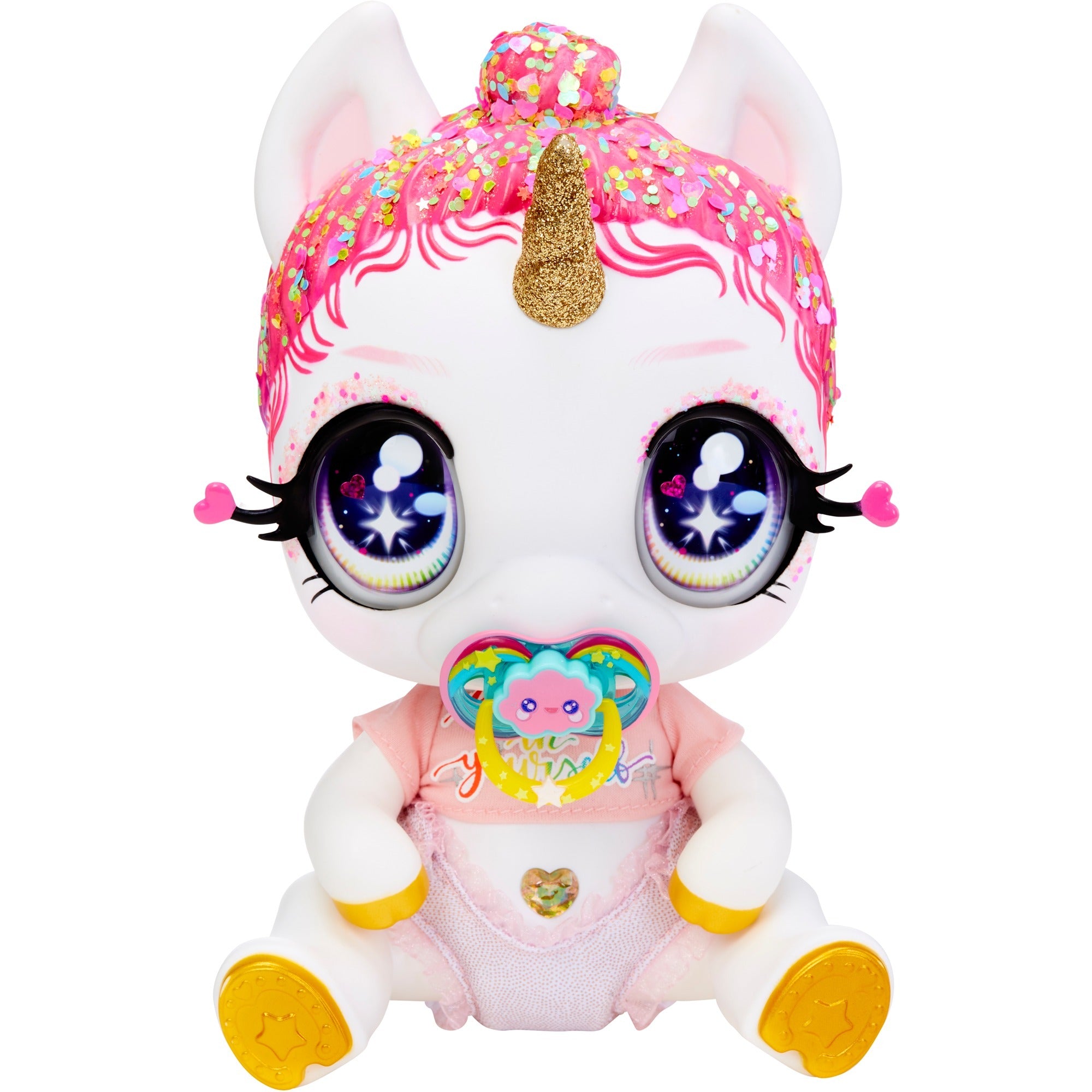 MGA Entertainment Glitter Babyz eenhoornpop Witte regenboog (Lun