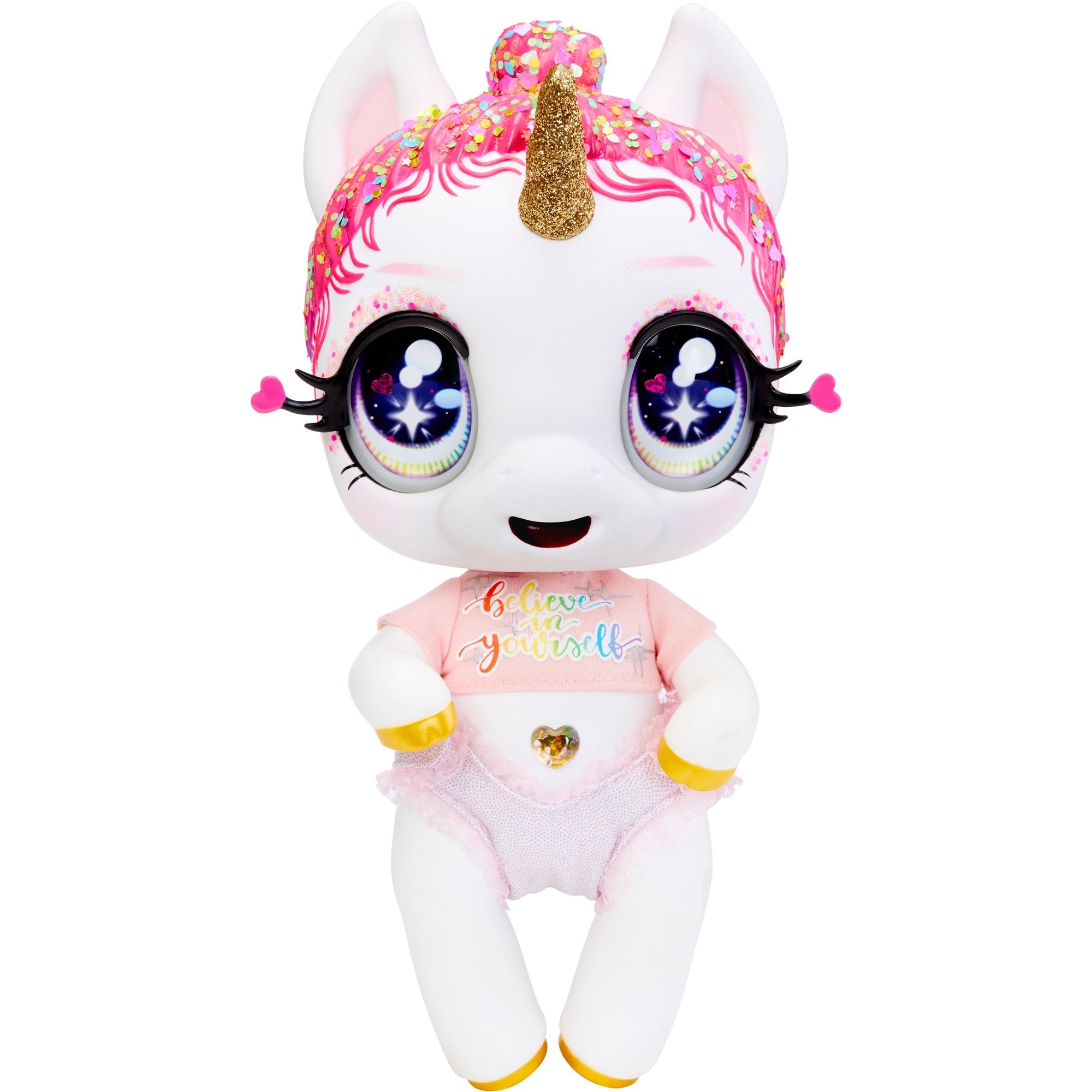 MGA Entertainment Glitter Babyz eenhoornpop Witte regenboog (Lun