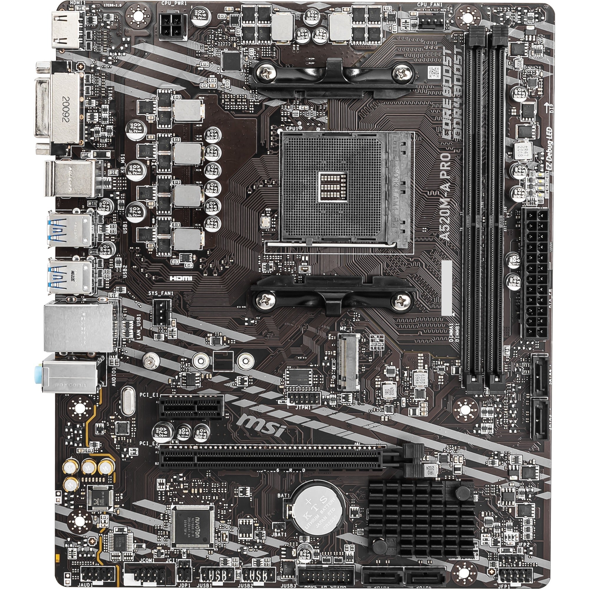 Msi a520m-a pro socket am4 moederbord (zwart grijs, raid, gb-lan, sound, µatx)