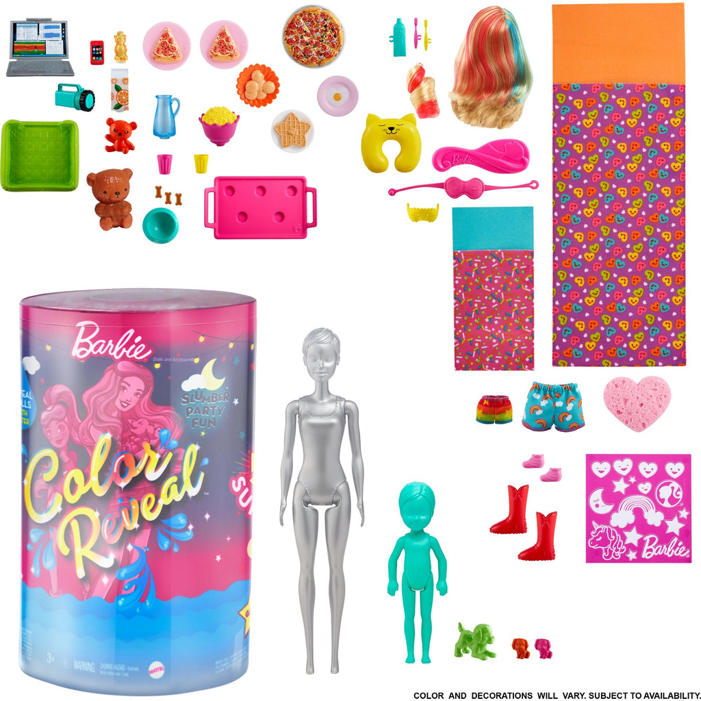 Mattel Colour Reveal Slaapfeestje pop accessoires