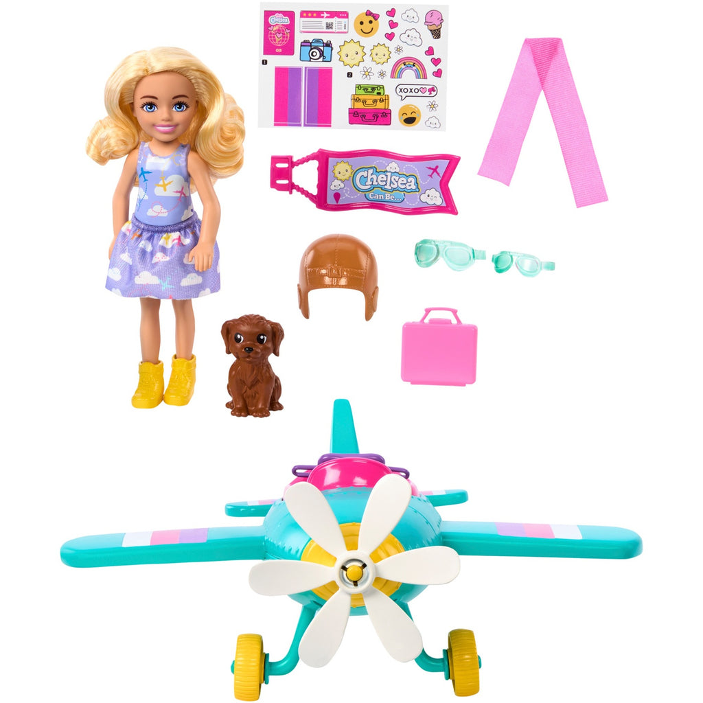 Mattel barbie chelsea modepop met vliegtuig