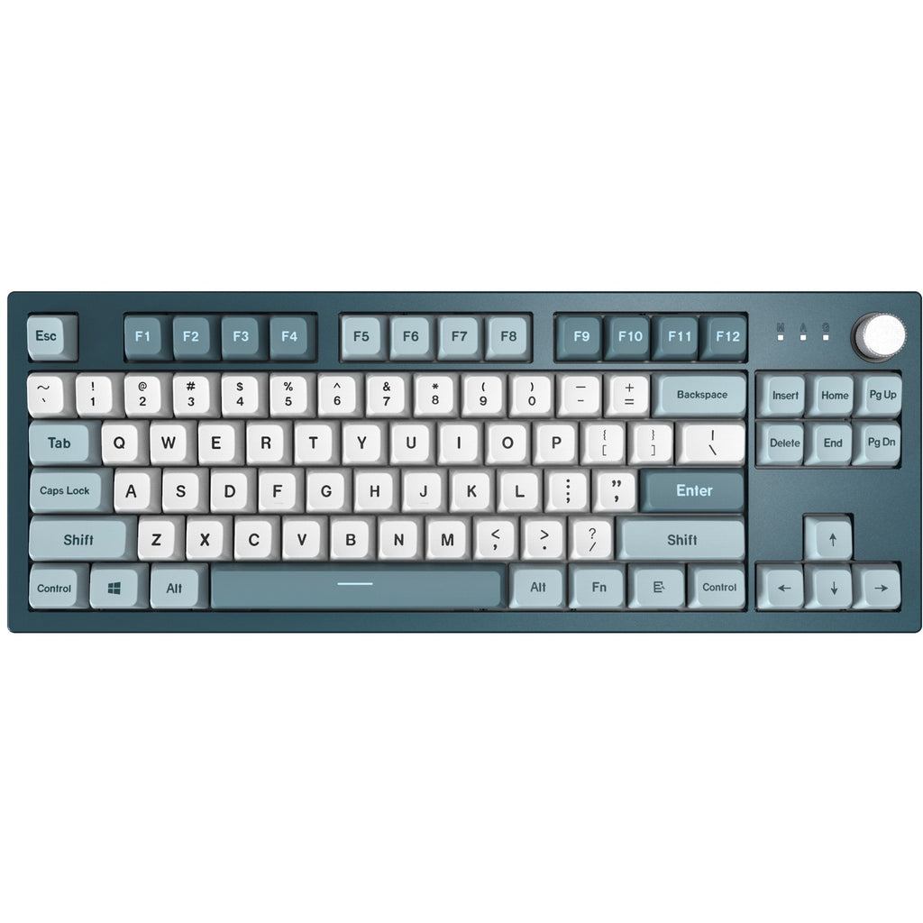 Montech mkey freedom tkl, toetsenbord (donkerblauw wit, us lay-out, gateron g pro brown, tkl, hot-swappable, rgb, pbt)