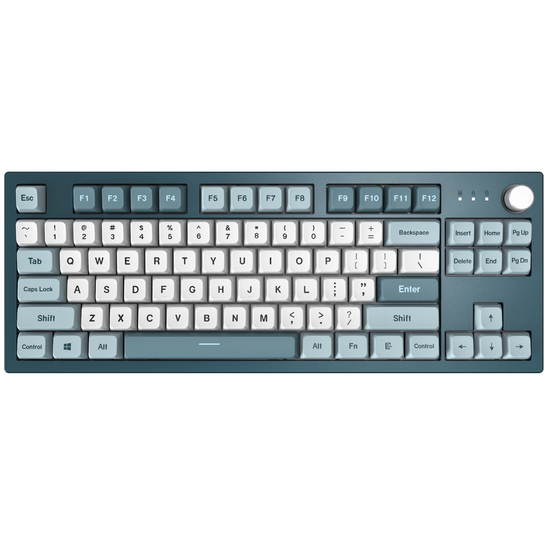 Montech mkey freedom tkl, toetsenbord (donkerblauw wit, us lay-out, gateron g pro brown, tkl, hot-swappable, rgb, pbt)