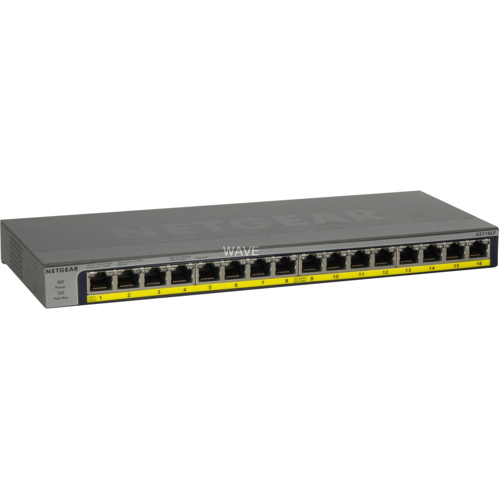 Netgear gs116lp 16-port poe poe+ gigabit ethernet unmanaged switch