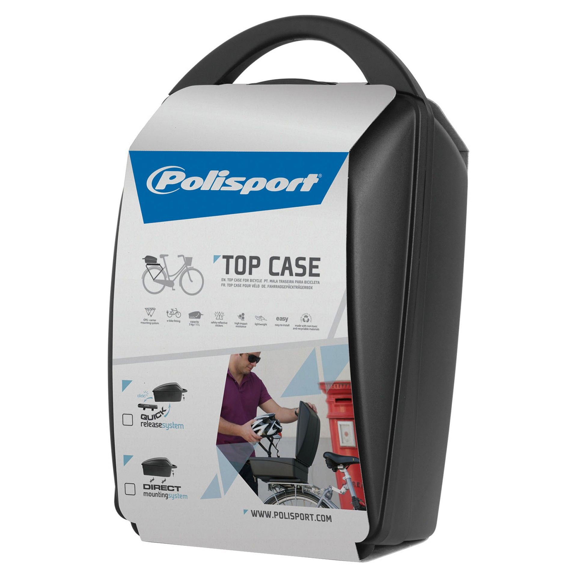 Polisport Topkoffer luxe - zwart (vaste montage op drager)
