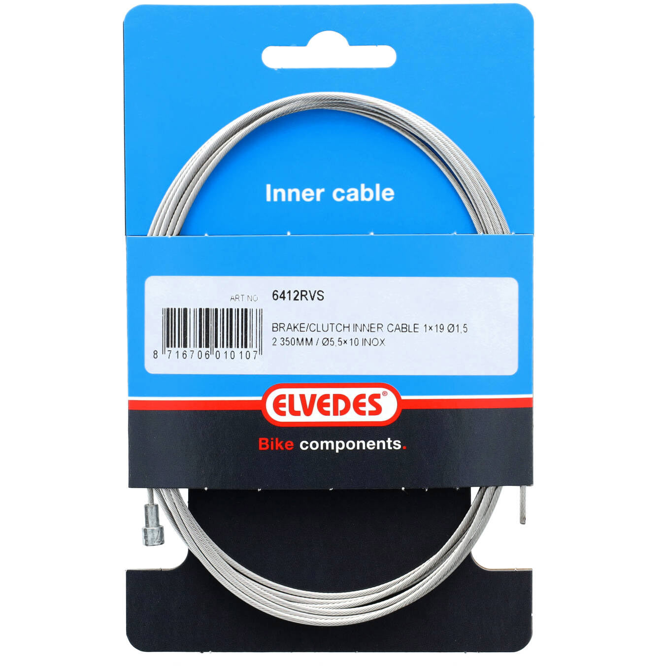 Elvedes rem binnenkabel 2250mm rvs ø1,5mm v-nippel