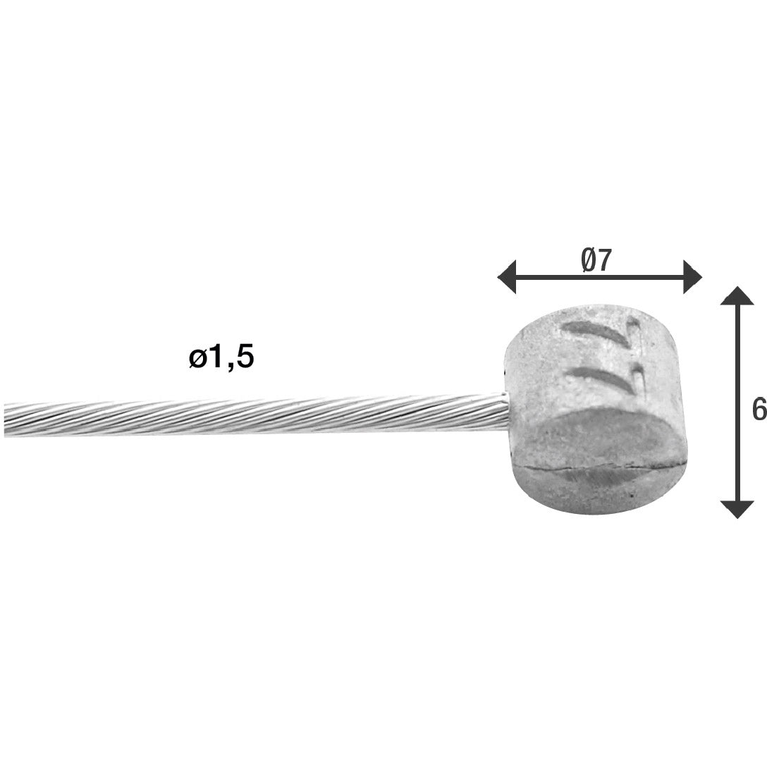 Elvedes rem binnenkabel 3000mm verzinkt ø1,5mm t-nippel
