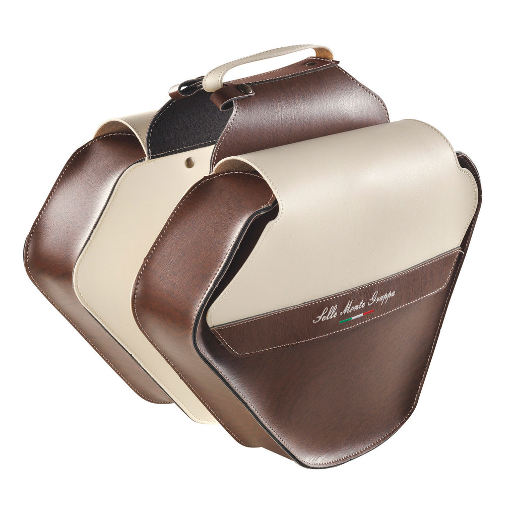 Selle monte grappa monte grappa dubbele tas 17,5l fashion skay donkerbruin cream