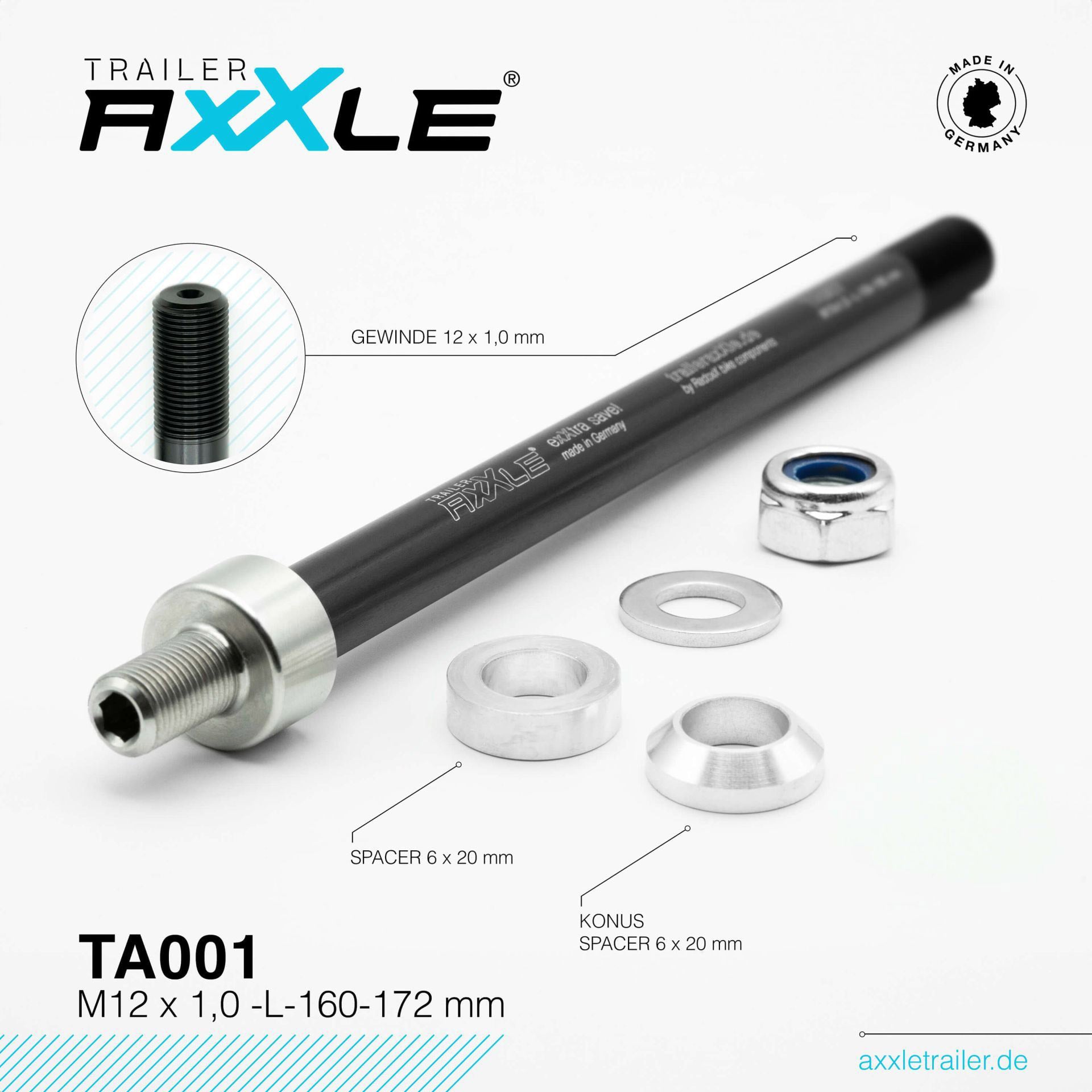 Radoxx steekas voor trailer m12x1.00 160-172mm