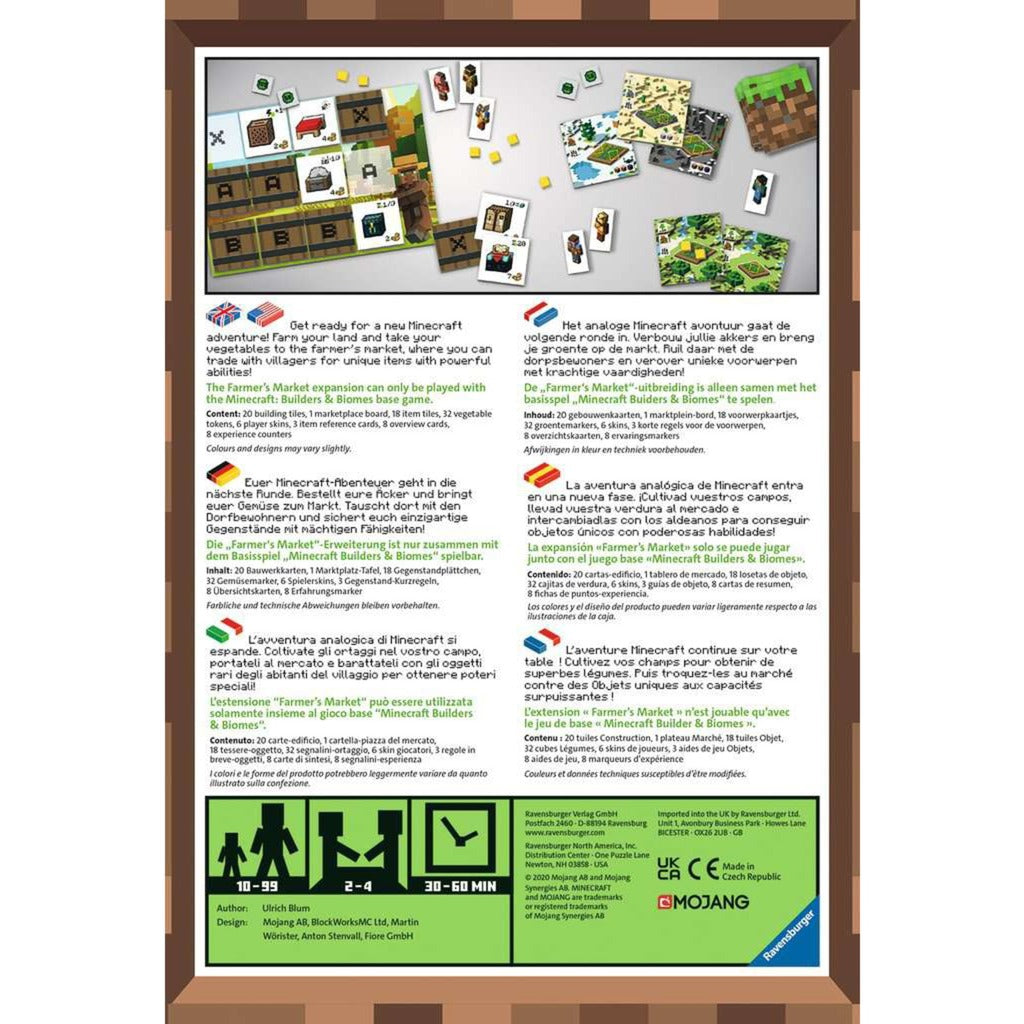 Ravensburger minecraft builders biomes farmers market expansion bordspel (meertalig, uitbreiding, 2 - 4 spelers, 60 minuten, vanaf 10 jaar)