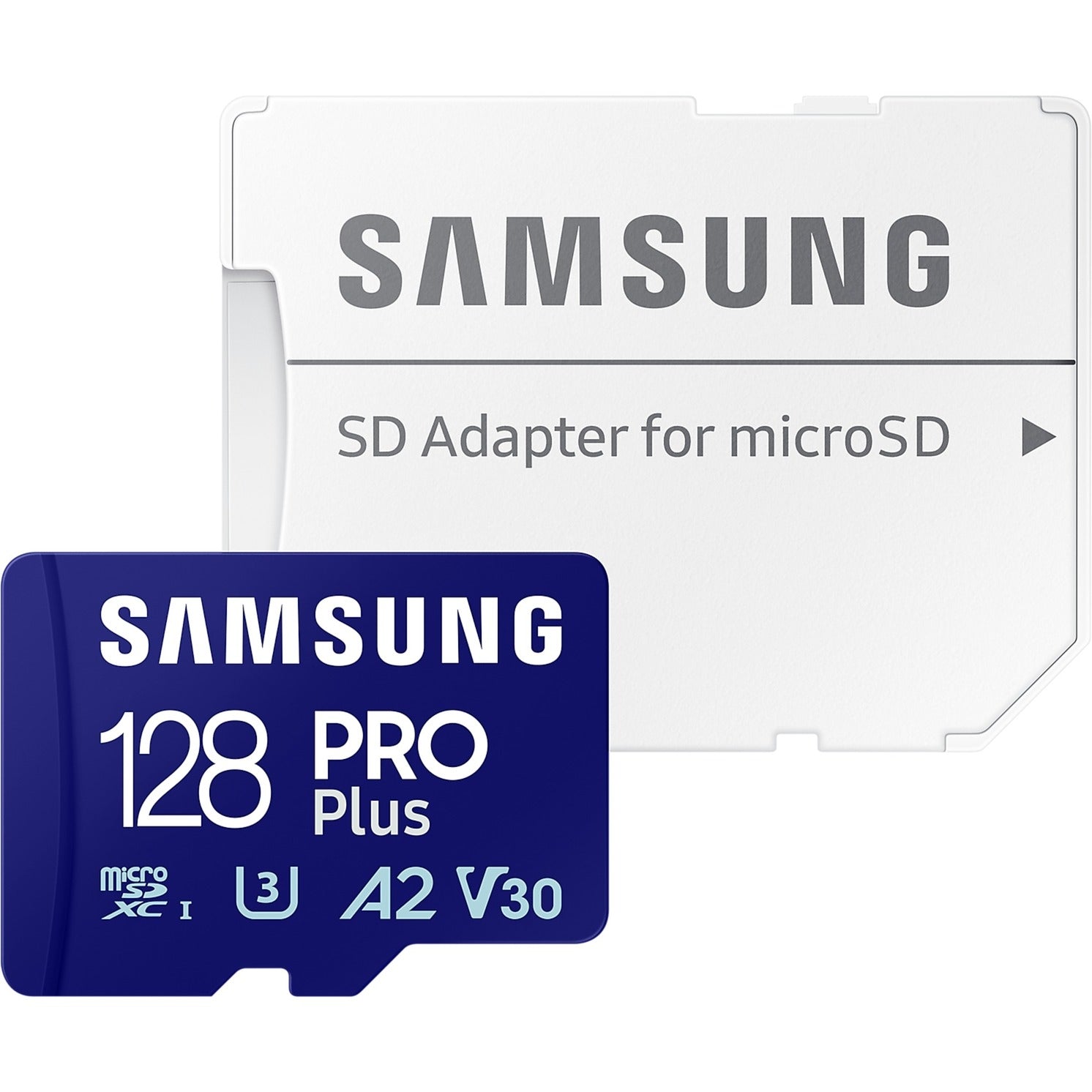 Samsung pro plus 128 gb microsdxc (2023) geheugenkaart (blauw, uhs-i u3, class 10, v30, a2)