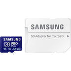 Samsung pro plus 128 gb microsdxc (2023) geheugenkaart (blauw, uhs-i u3, class 10, v30, a2)