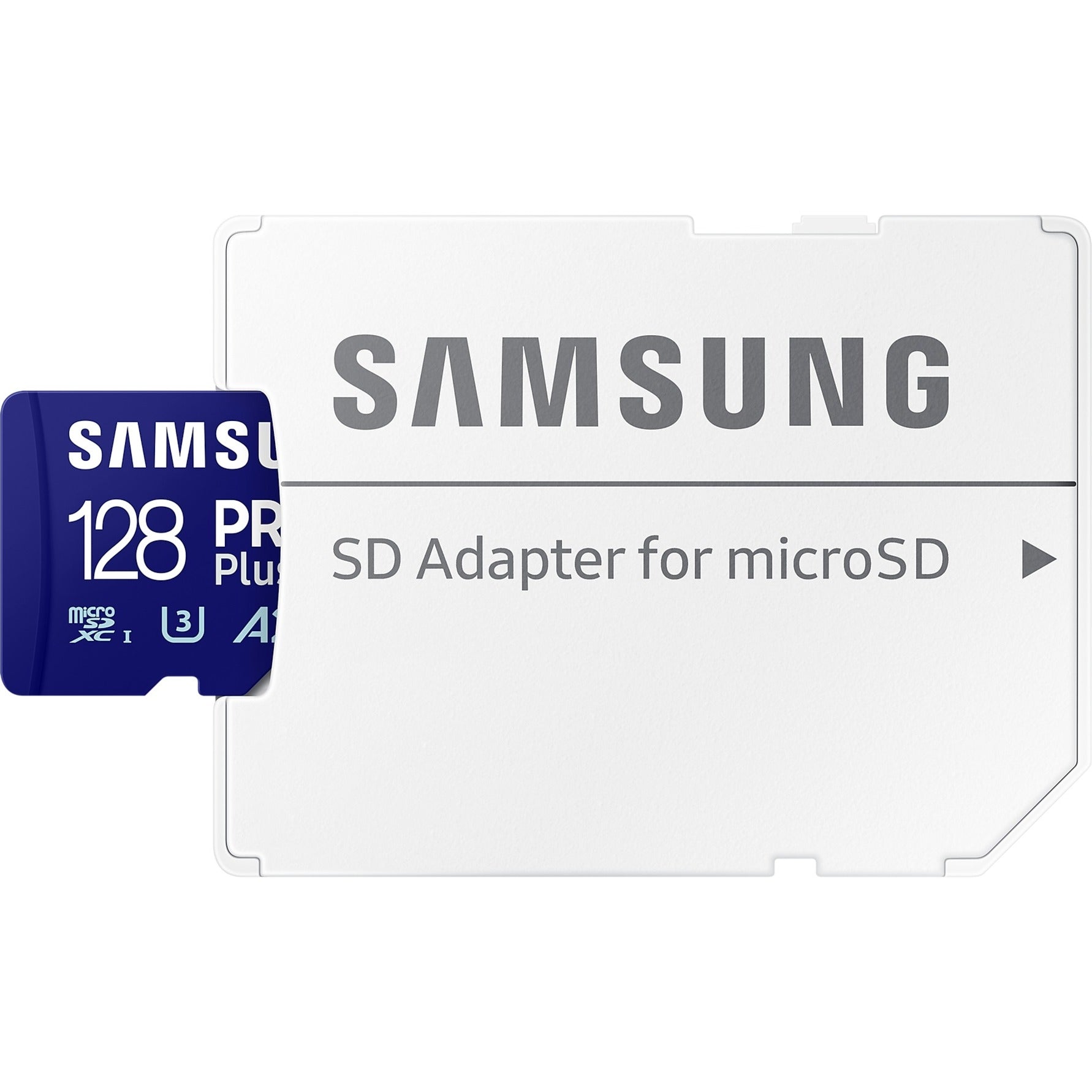 Samsung pro plus 128 gb microsdxc (2023) geheugenkaart (blauw, uhs-i u3, class 10, v30, a2)