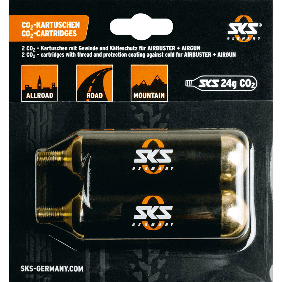Sks spare threaded co2 cartridges 24 g - 2 pack
