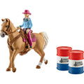 Schleich Farm World Barrel racing met cowgirl