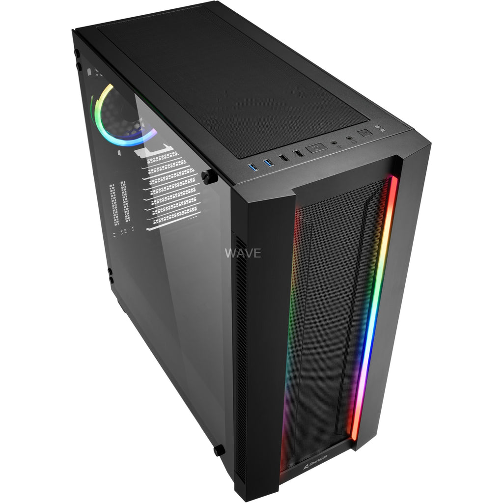 Sharkoon elite shark ca200m big tower behuizing (zwart | 4x usb-a | window)