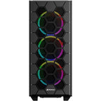 Sharkoon rgb hex midi tower behuizing (zwart | 2x usb-a | 1x usb-c | rgb | tempered glass)
