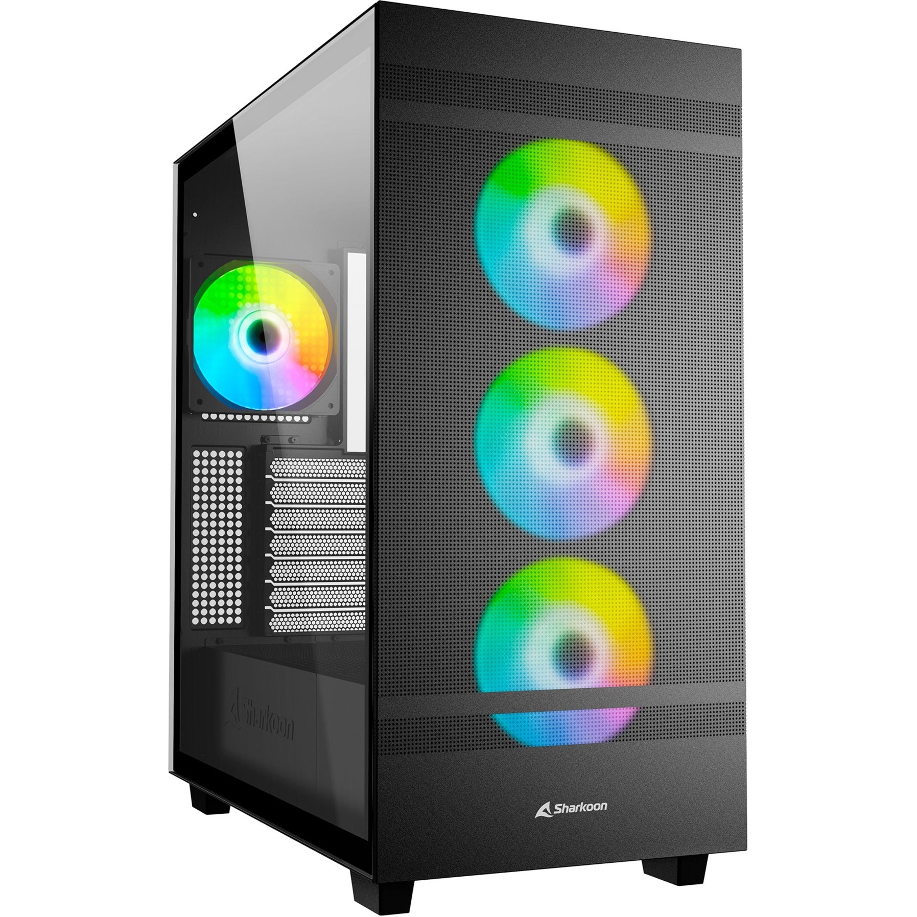 Sharkoon rebel c50 black rgb midi tower behuizing (zwart | 2x usb-a | 1x usb-c | rgb | tempered glass)