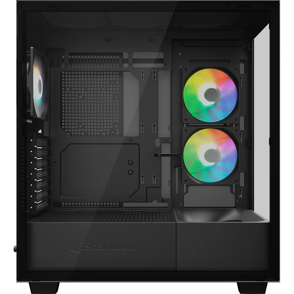 Sharkoon rebel c60 rgb midi tower behuizing (zwart | 2x usb-a | 1x usb-c | rgb | tempered glass)