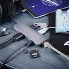 Sharkoon usb 3.0 type c combo adapter dockingstation (donkergrijs)