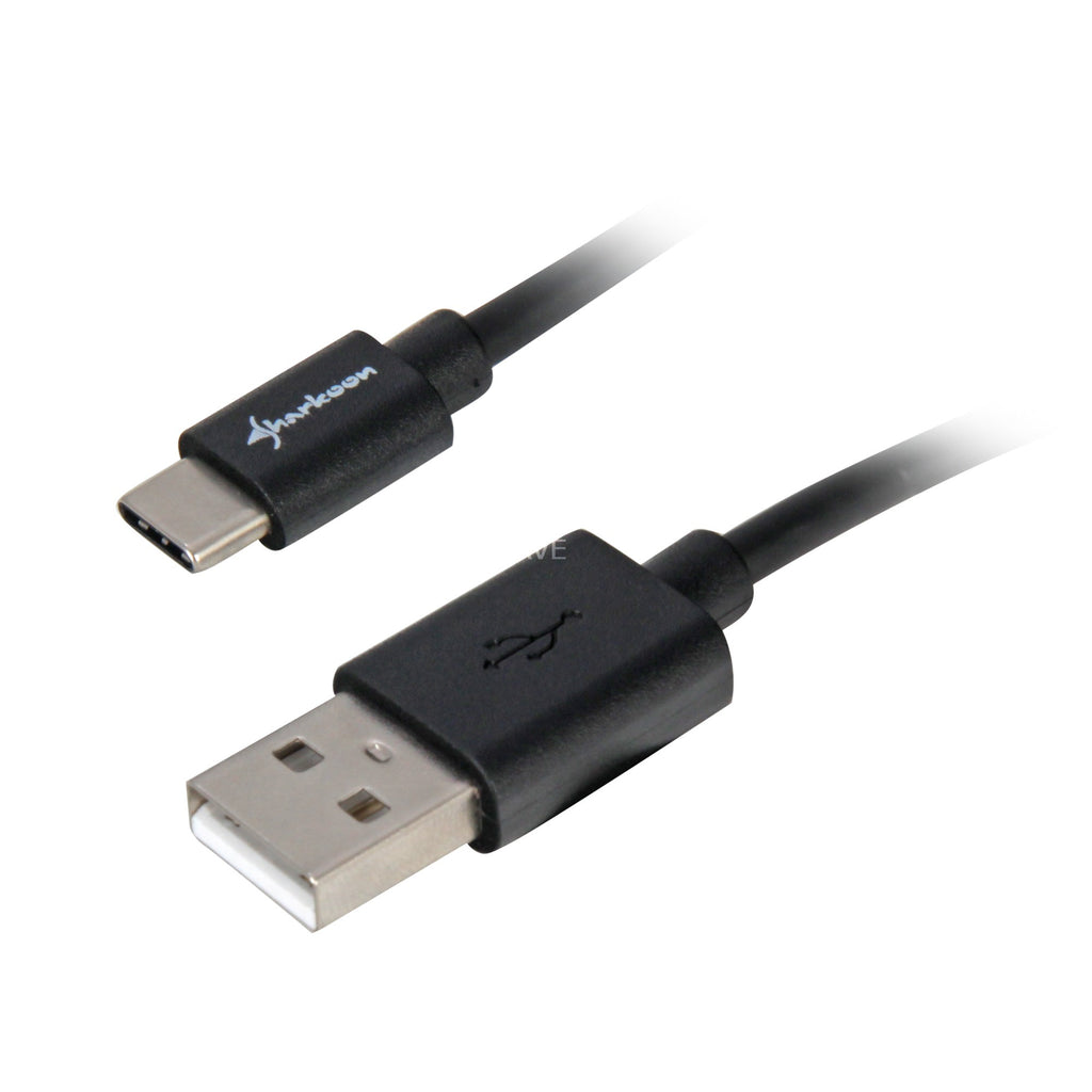 Sharkoon usb-a 2.0 - usb-c kabel (zwart, 0,5 meter )