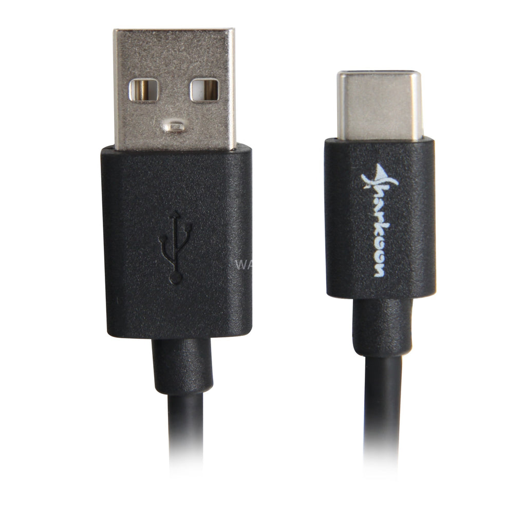 Sharkoon usb-a 2.0 - usb-c kabel (zwart, 3 meter)