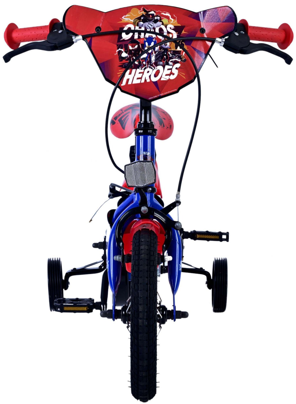 Sonic prime kinderfiets - jongens - 12 inch - blauw rood - twee handremmen