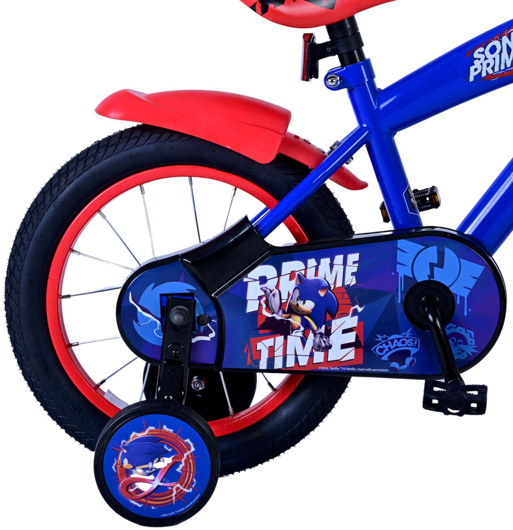 Sonic prime kinderfiets - jongens - 14 inch - blauw rood