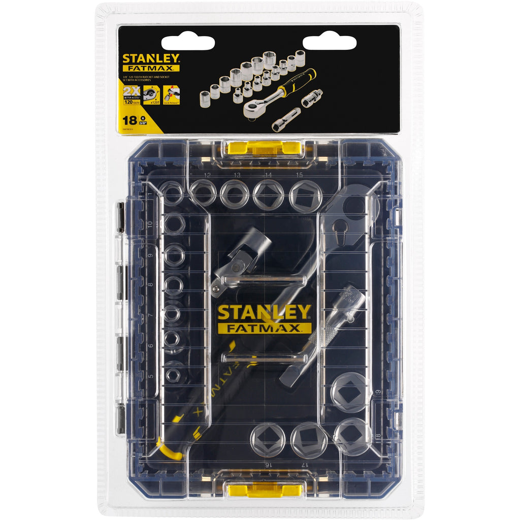 Stanley fatmax tstak doppenset 3 8 fmmt98102-0 dopsleutel (zwart geel, 18 delig)