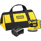 Stanley fatmax v20 18v excentrische schuurmachine (geel zwart, softbag, accu (2.0ah) en oplader (2a) inbegrepen)