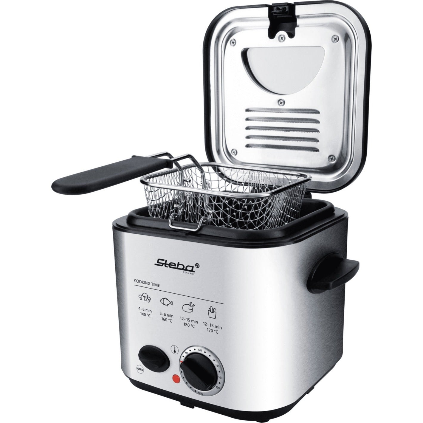 Steba df95f - minifriteuse fondue frituurpan (roestvrij staal zwart, 1,25 liter)