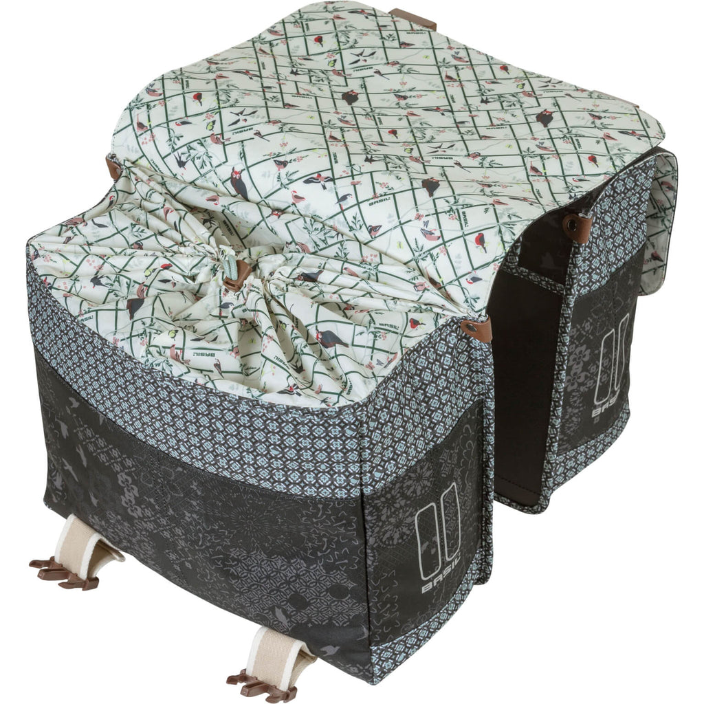 Basil Bohème Dubbele Fietstas - Zwart - 35L - Waterafstotend - Kunstleren Details