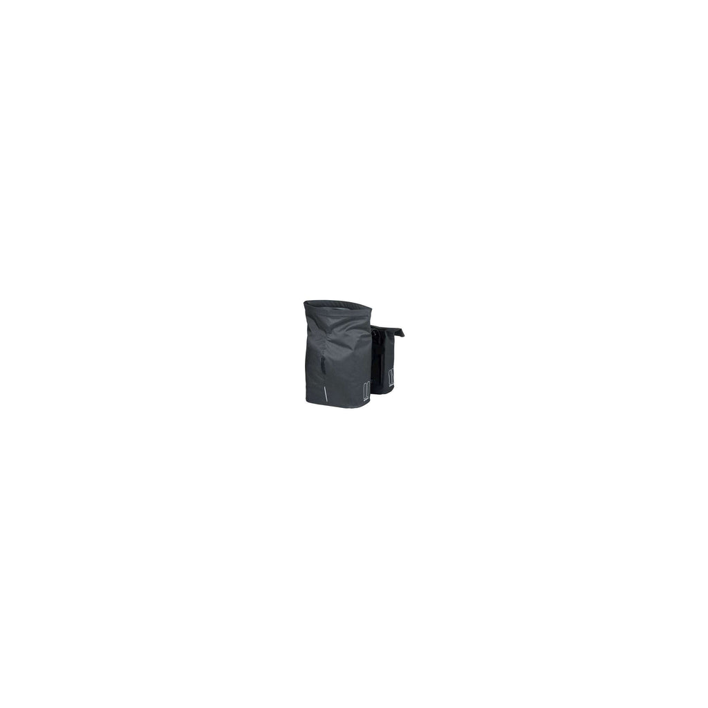 Basil City dubbele fietstas - waterafstotend polyester - zwart - Universal Bridge systeem - 28-32L