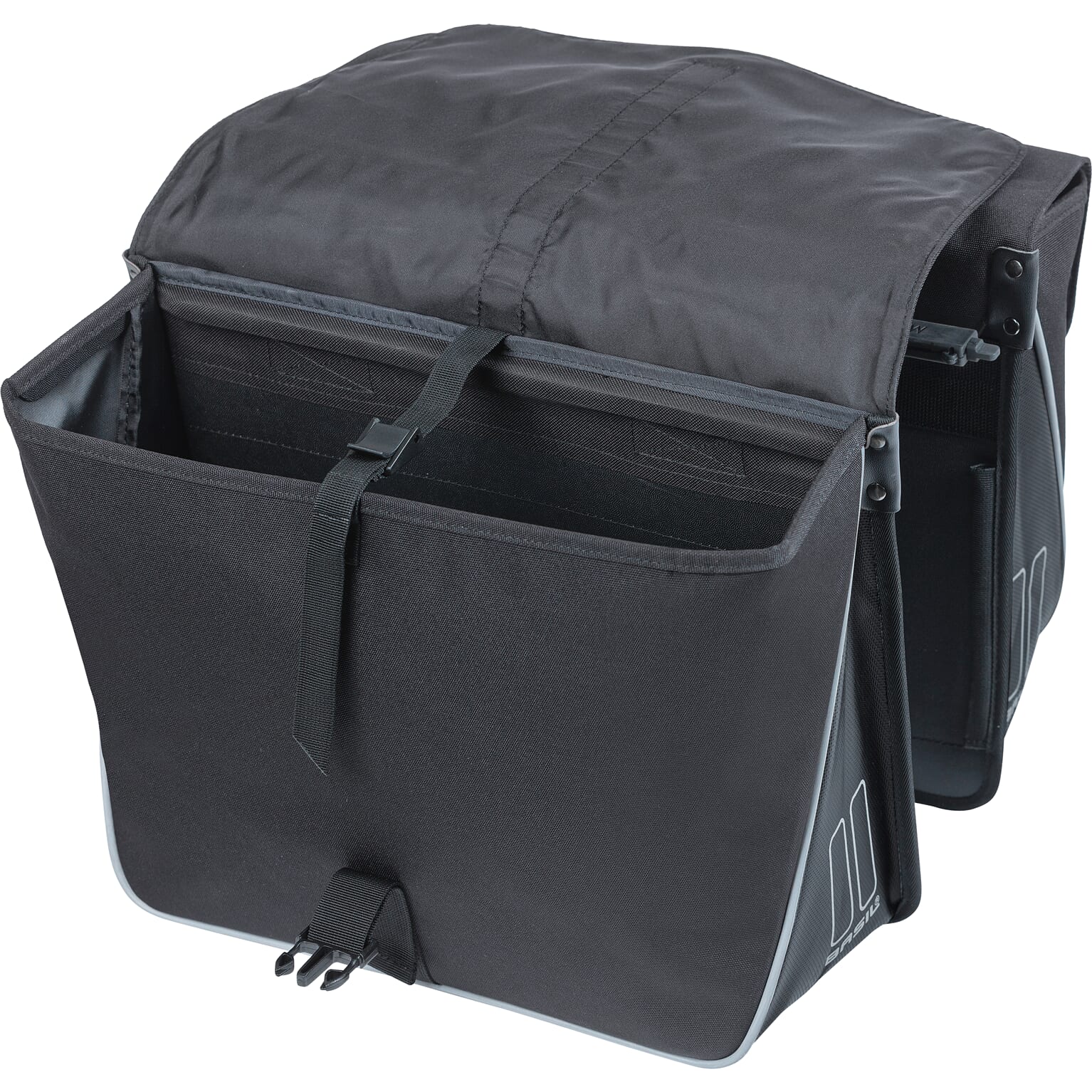 Basil Forte dubbele fietstas, waterafstotend, 35L, zwart.