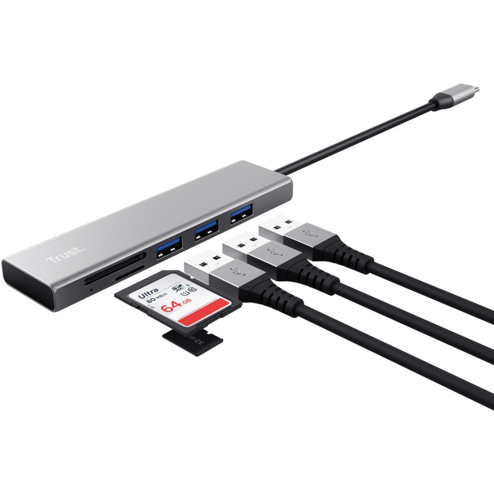Trust Trust Halyx Snelle USB-C-hub en -kaartlezer