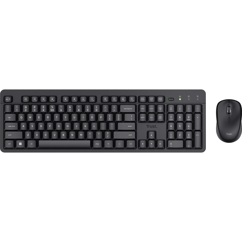 Trust ody ii stille draadloze toetsenbord- en muisset, desktopset (zwart, us lay-out, membraan, 800 dpi - 1.600 dpi)