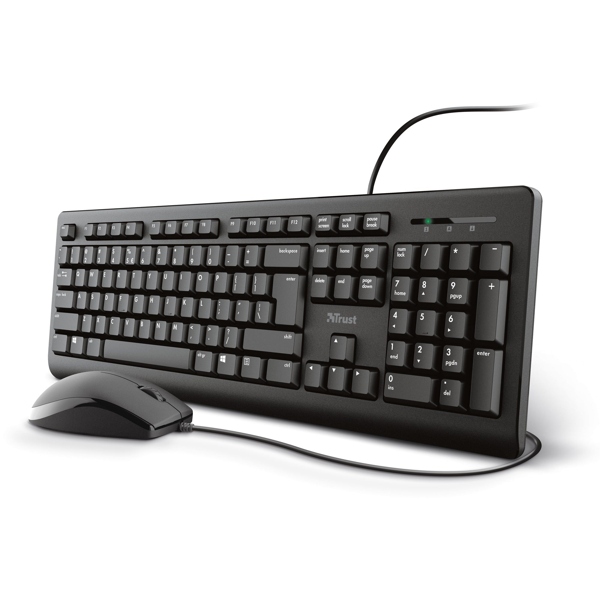 Trust primo keyboard mouse set, desktopset (zwart, us lay-out, membraan)