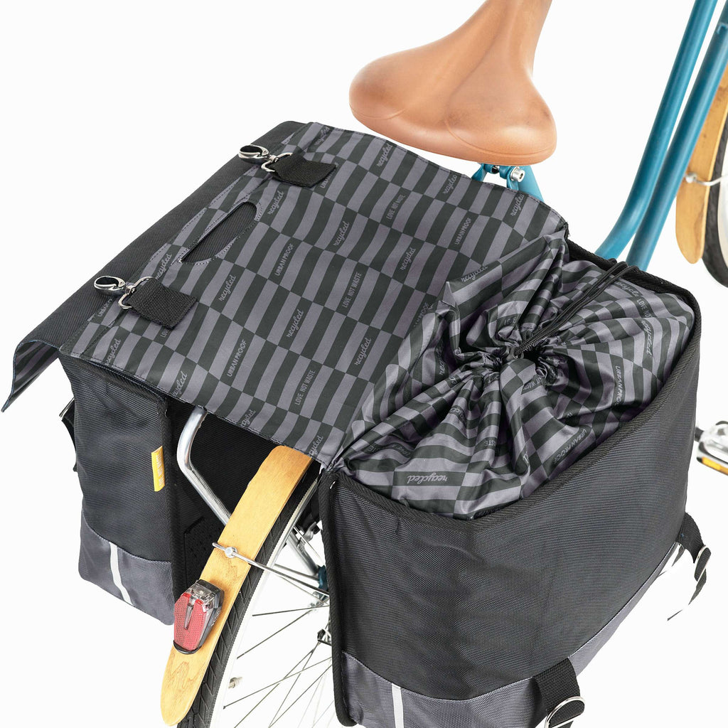 UrbanProof dubbele fietstas 55l gerecycled zwart/grijs