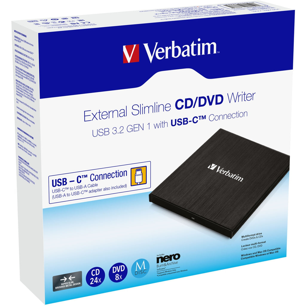 Verbatim Verbatim Externe slimline CD-DVD brander