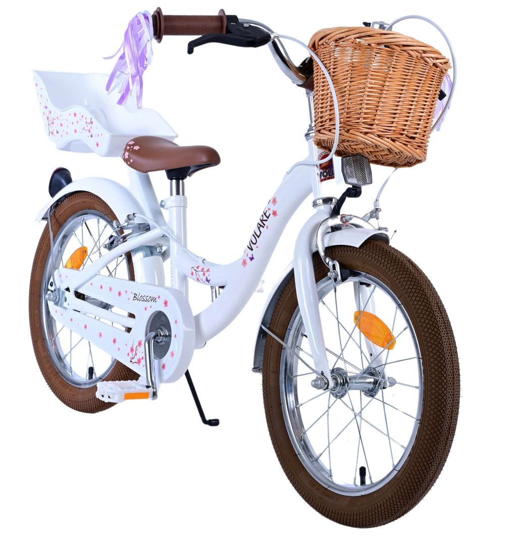 Volare blossom kinderfiets - meisjes - 16 inch - wit - twee handremmen