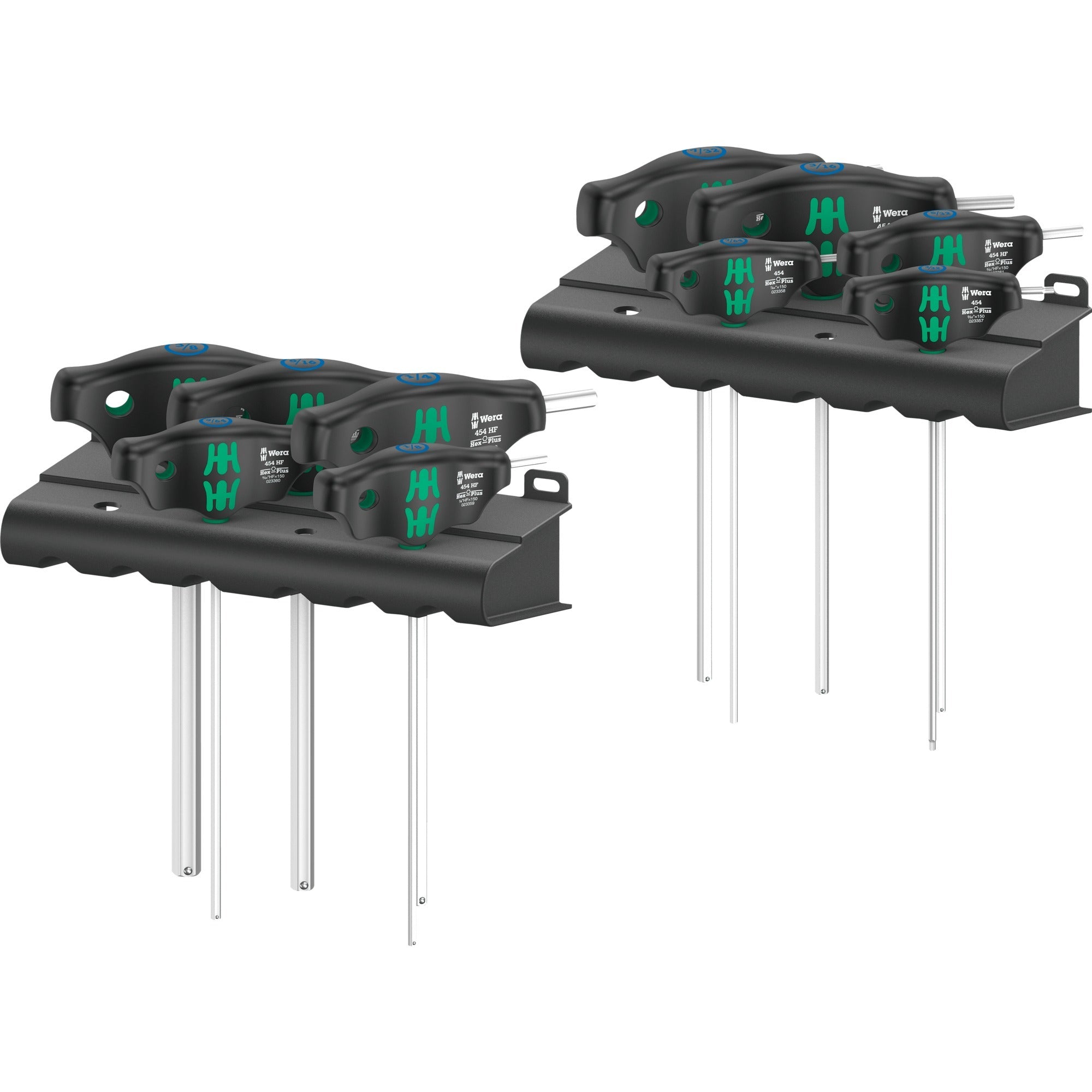 Wera 454 10 hf set imperial 1 stiftsleutelset t-greep hex-plus (zwart groen, met vasthoudfunctie, duims, 10-delig)