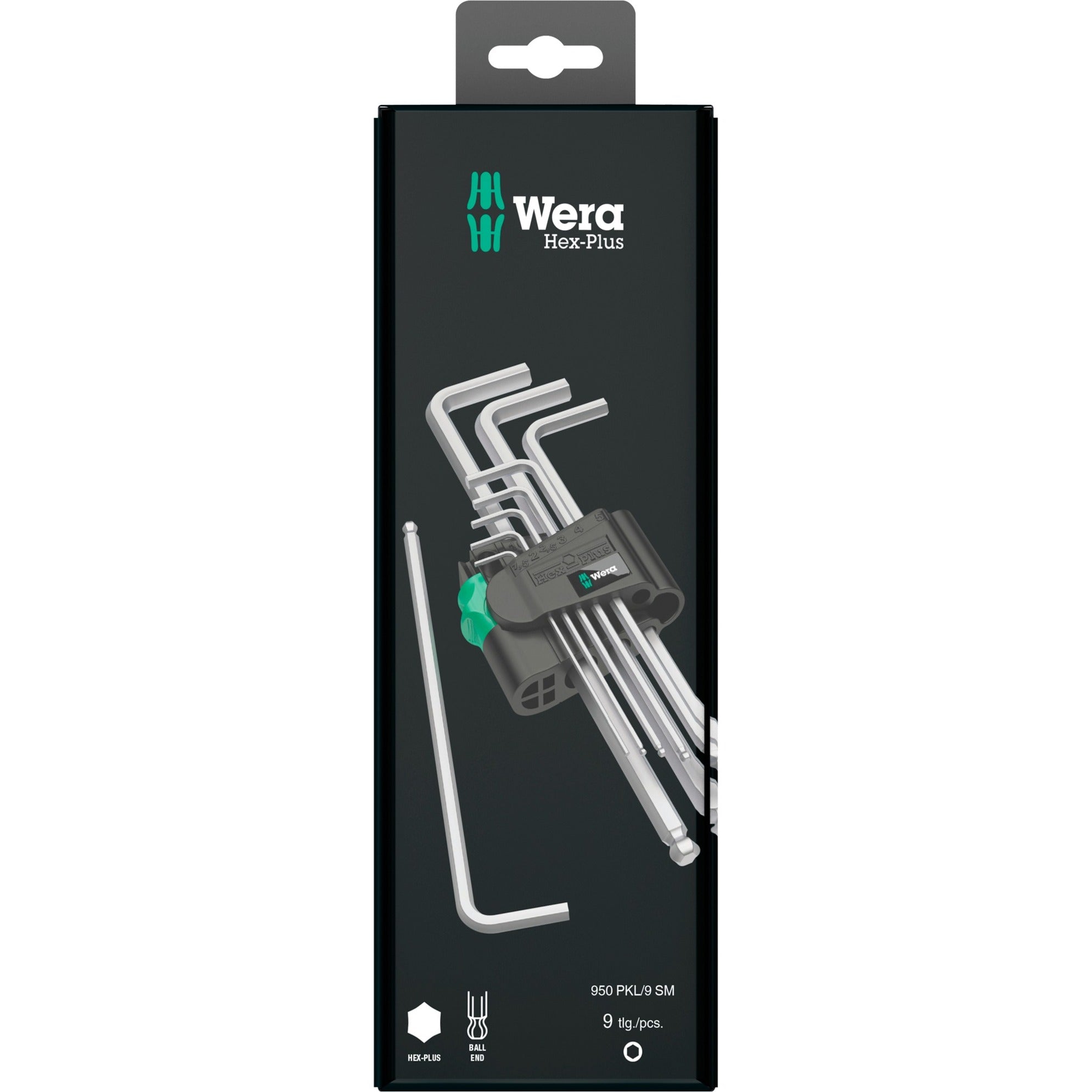 Wera 950 9 hex-plus 1 sb stiftsleutelset, metrisch, verchroomd (9-delig)